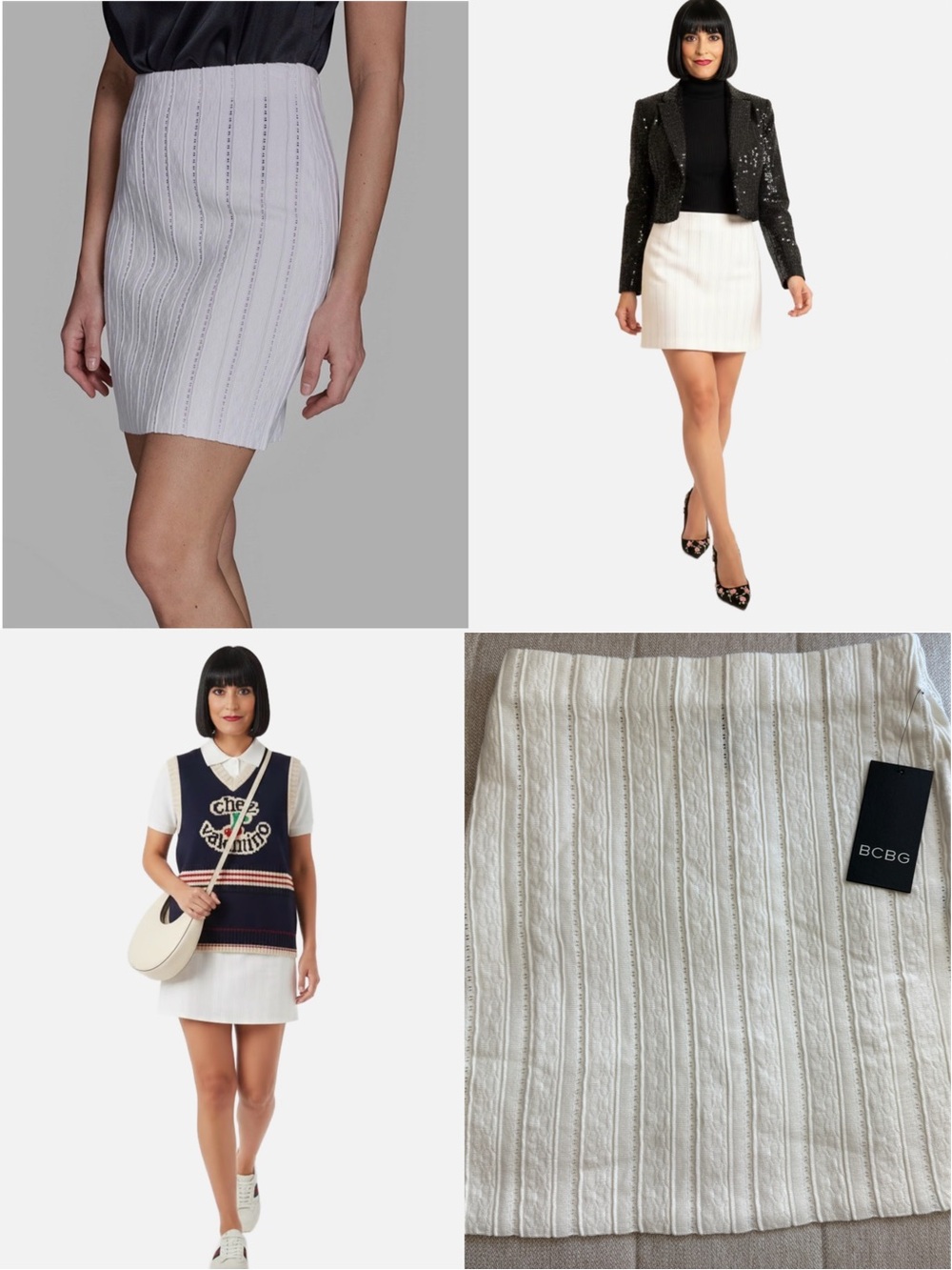 BCBG Cream Textured Mini Skirt